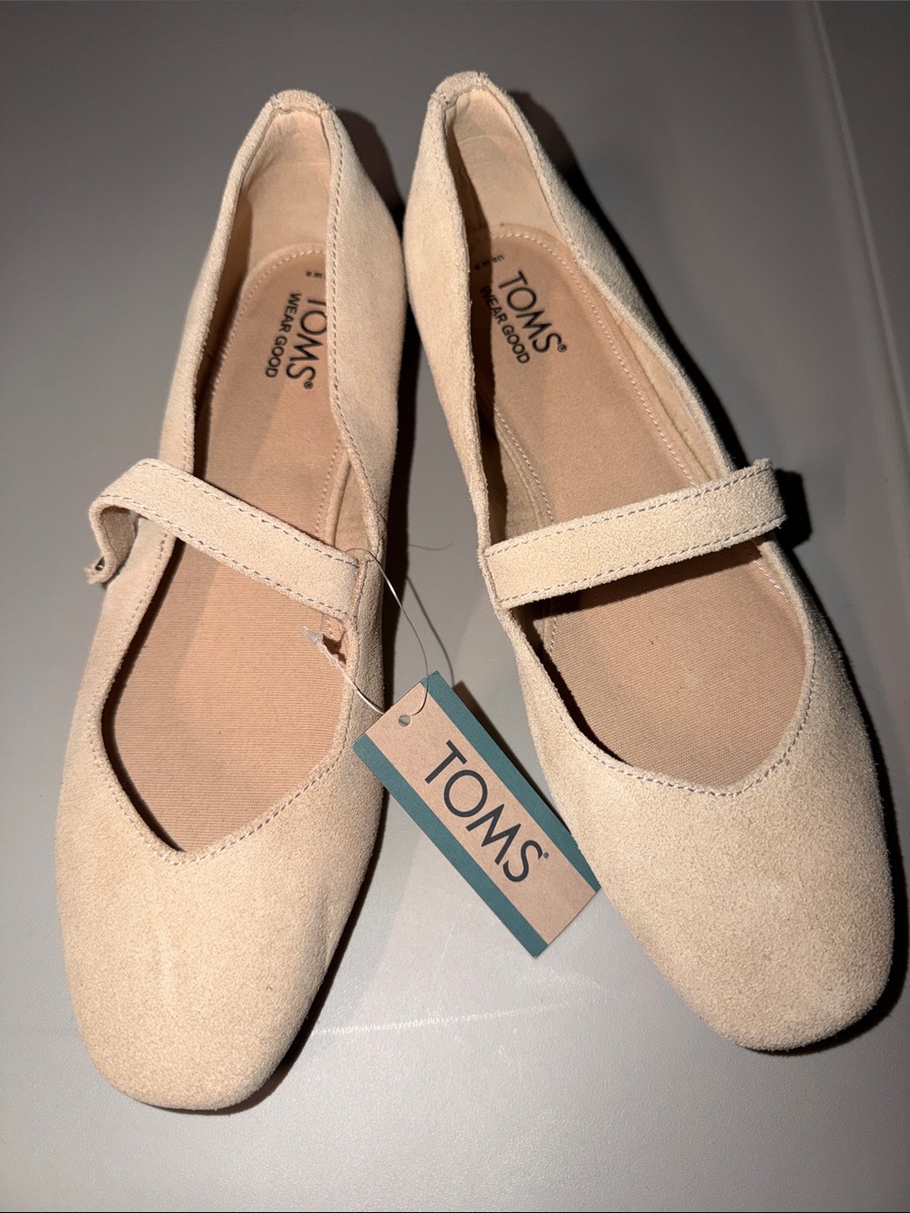 TOMS Women's Bianca Oatmeal Suede Mary Jane Flats size 9